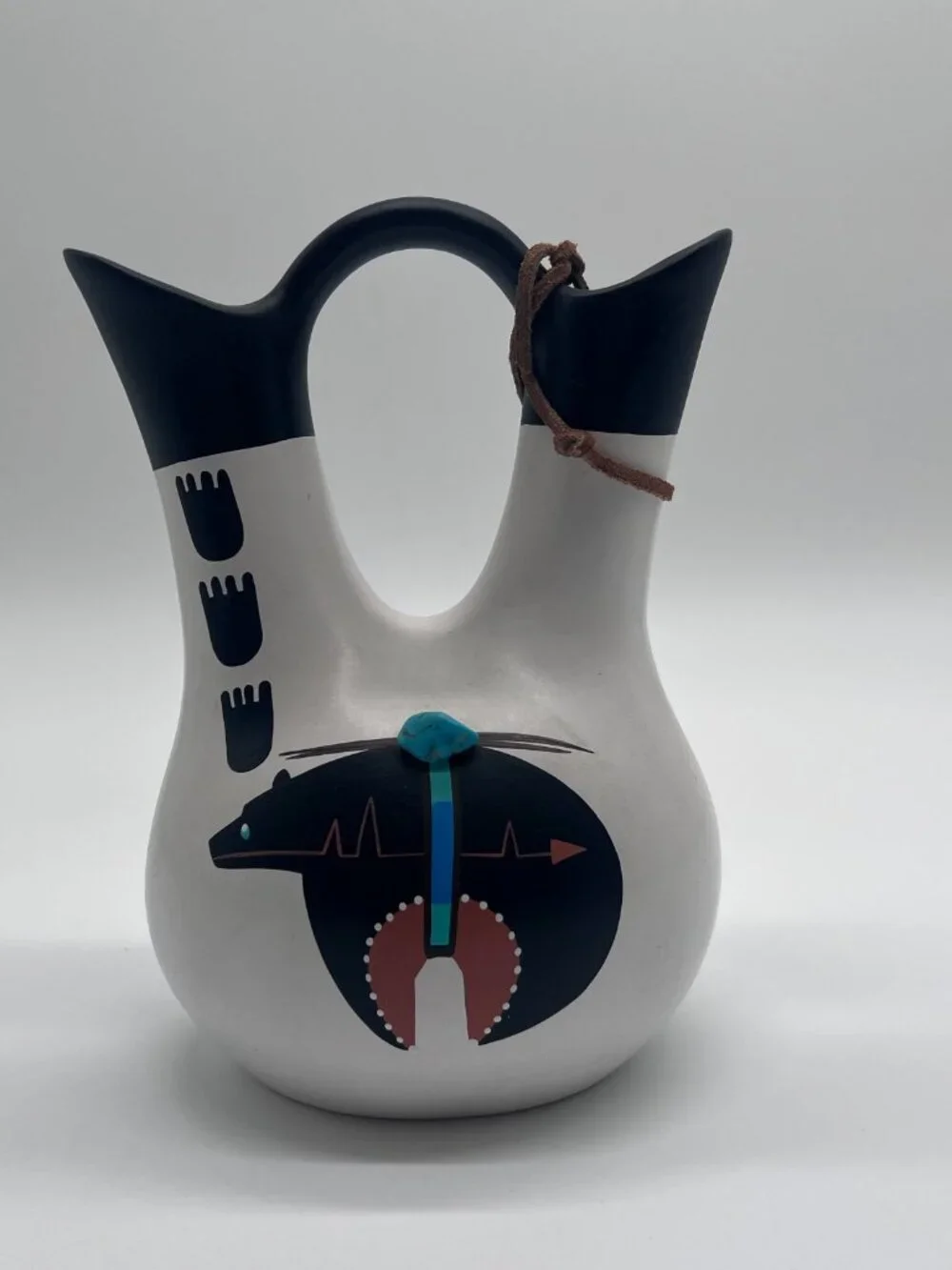 Navajo Wedding Vase Signed La Maya Hand Painted Southwestern Pottery